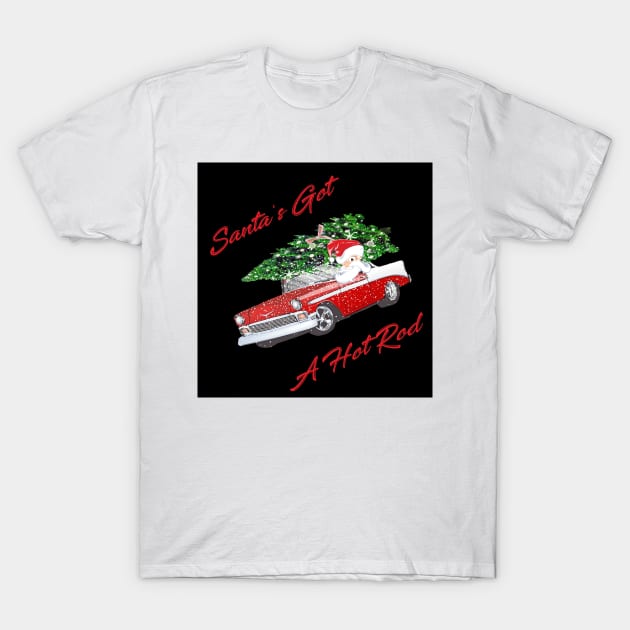 Santa's Got a Hot Rod Vintage Car Christmas T-Shirt by allthumbs